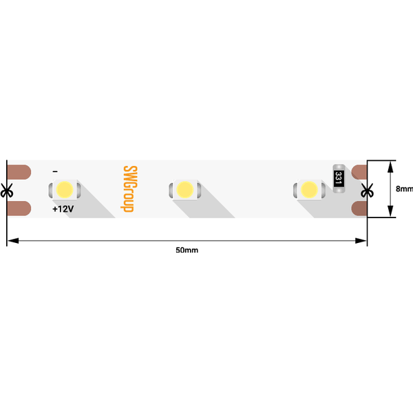 SWG360-12-4.8-W-MЛента светодиодная стандарт 3528, 60 LED/м, 4,8 Вт/м, 12В , IP20, Цвет: Холодный белый