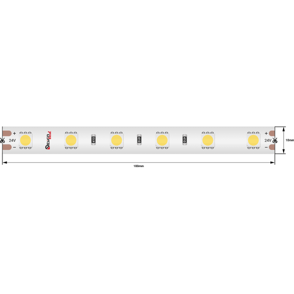 Лента светодиодная LUX, SMD5050, 60 LED/м, 14,4 Вт/м, 24В, IP65, Теплый белый (2700K) DSG560-24-WW-65