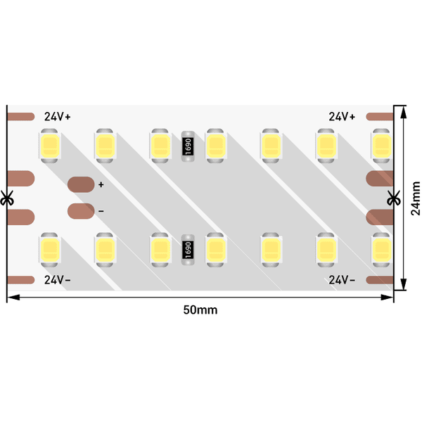 Лента светодиодная DesignLed LUX, SMD2835, 280 LED/м, 25 Вт/м, 24В, IP33, Нейтральный белый (4000K) DSG2280V2-24-NW-33