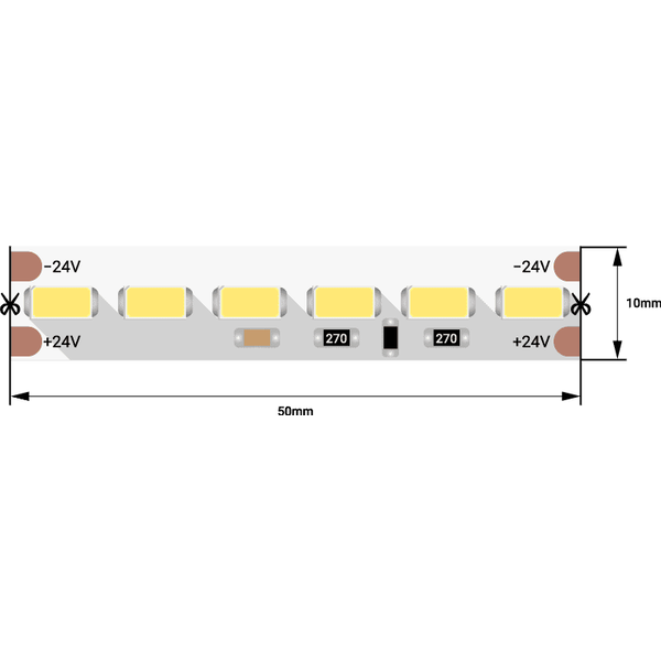 Лента светодиодная LUX, SMD5730, 120 LED/м, 26,8 Вт/м, 24В, IP33, Холодный белый (6000K) DSG7120-24-W-33