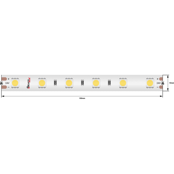 Лента светодиодная LUX, SMD5050, 60 LED/м, 14,4 Вт/м, 24В, IP65, Нейтральный белый (4000K) DSG560-24-NW-65
