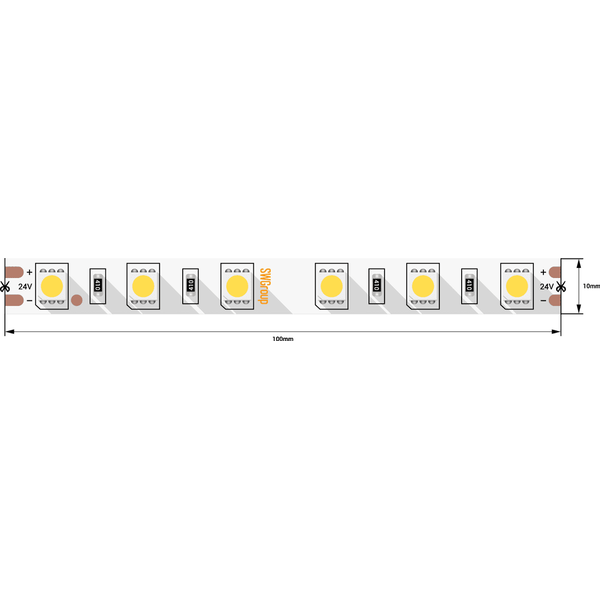 SWG560-24-14.4-WW-MЛента светодиодная стандарт 5050, 60 LED/м, 14,4 Вт/м, 24В , IP20, Цвет: Теплый белый