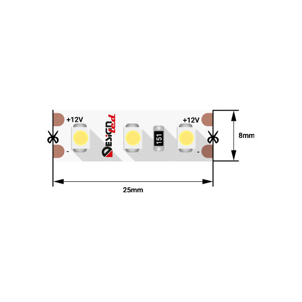 Лента светодиодная DesignLed LUX, 3528, 120 LED/м, 9,6 Вт/м, 12В, IP33, Нейтральный белый (4000K)