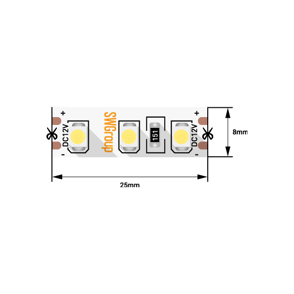 SWG3120-12-9.6-UVЛента светодиодная стандарт 3528, 120 LED/м, 9,6 Вт/м, 12В , IP20, Цвет: Ультрафиолет