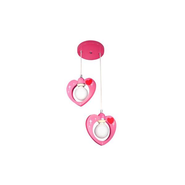 Donolux BABY подвесной светильник, [сердечки, декор розового цвета, шир 40см, выс 100см, 2хЕ27 40W, а]
