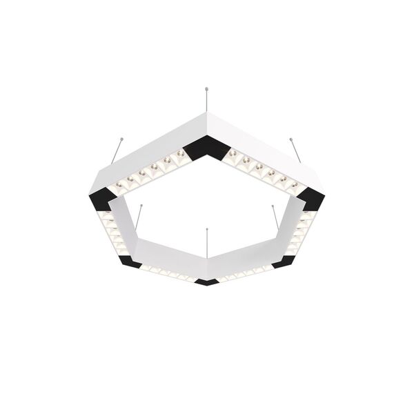 Donolux Led св-к подвесной, 36W, 500х433мм, H71,5мм, 2700Lm, 34°, 3000К, IP20, корпус белый, белые модули, черный декор,  блок питания AC/DC 24V в комплекте