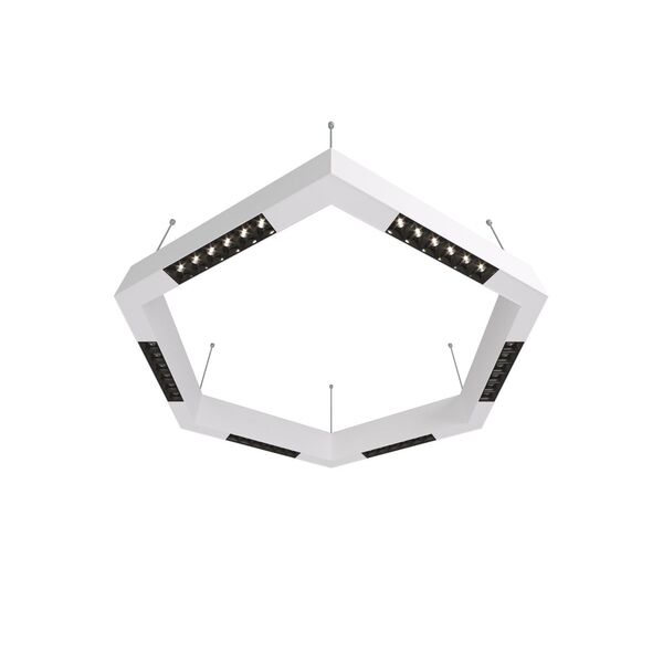 Donolux Led св-к подвесной, 36W, 700х606мм, H71,5мм, 2330Lm, 48°, 3000К, IP20, корпус белый, черные модули, белый декор,  блок питания AC/DC 24V в комплекте