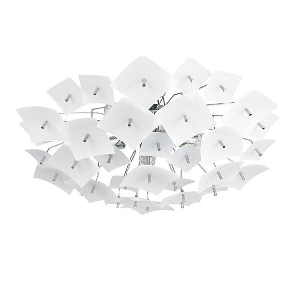 Donolux Modern потолочный светильник, [матовые стекла белого цвета, диам 80 см, выс 20 см, 7хЕ27 60W, цвет арматуры хром, комплектация стекол: glass a (малое) 17шт., glass b (большое) 16шт.]