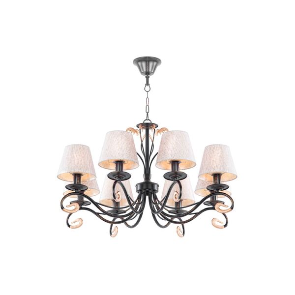 Donolux Classic люстра, [абажуры льняного цвета, диам 75 см, выс 46 см, 8хE14 40W, арматура черного ц]