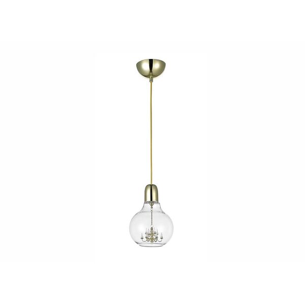 Donolux Modern подвес, [прозрачное стекло, диам 18 см, выс 180 см, LED SMD 3W 210Lm, арматура золотого цвета]