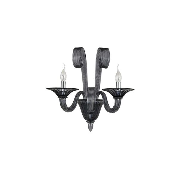 Donolux Classic бра двухрожковое Firenze [стекло серого цвета, шир 48 см, выс 48,5 см, вын 27,5 см, 2хЕ14 60W, цвет арматуры хром]