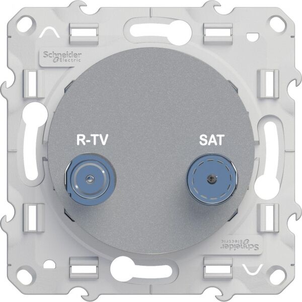 Розетка R-TV/SAT, проходная, [Алюминий ODACE, Schneider Electric]