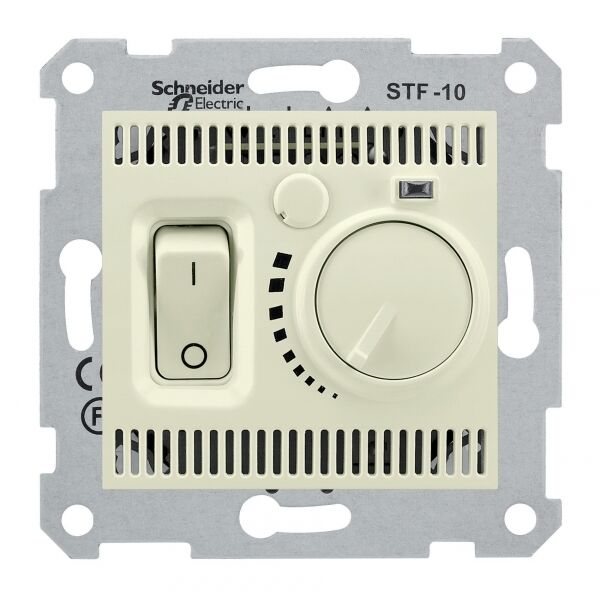 Термостат для теплого пола, электронный, с датчиком, 10A, [Бежевый SEDNA, Schneider Electric]