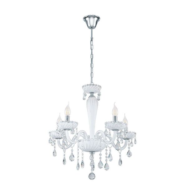 Люстра CARPENTO [5х40W (Е14), ?590, H1200, стекло/белый]