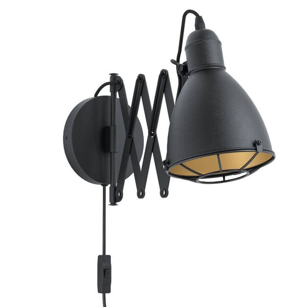 Бра TREBURLEY, [1х28W (E27), L155, H650, H200, сталь, дерево, черный, коричневый]