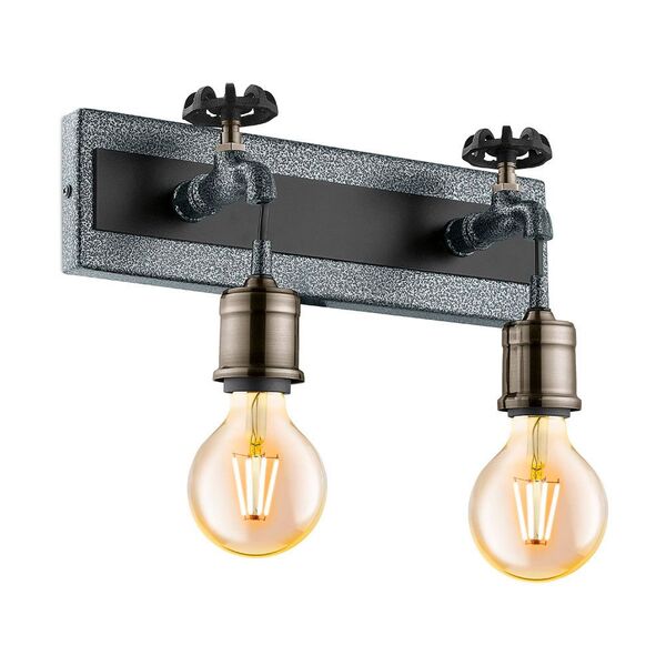 Бра СOLDCLIFF, [2х60W (E27), L350, H175, A155, сталь, cеребряный состаренный, черный/сталь, бронза]