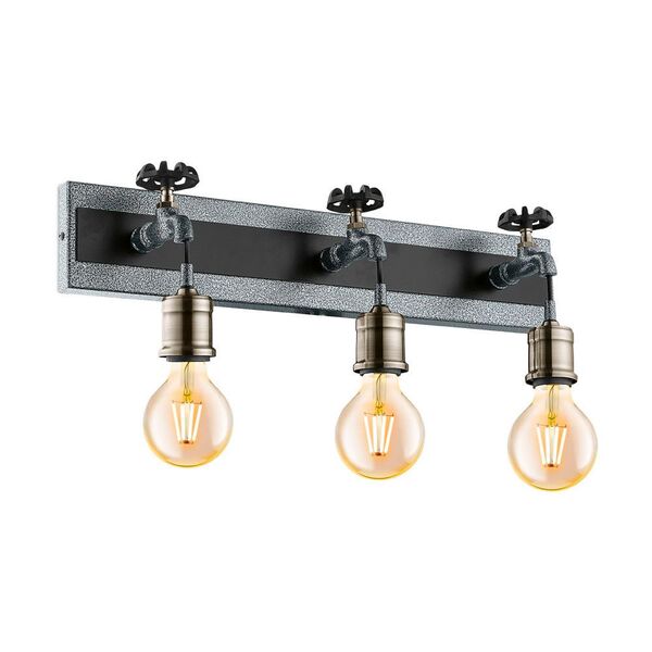 Бра СOLDCLIFF, [3х60W (E27), L550, H175, A155, сталь, cеребряный состаренный, черный/сталь, бронза]