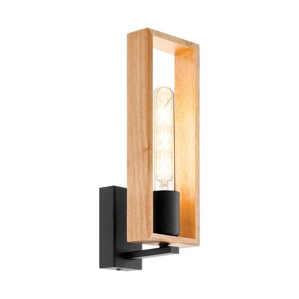 Бра LITTLETON, [1x60W (E27), L110, H330, A115, сталь, черный/дерево, коричневый]