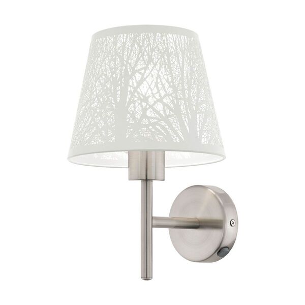 Бра HAMBLETON, [1x60W (E27), L190, A210, H300, сталь, никель матовый/сталь, белый]