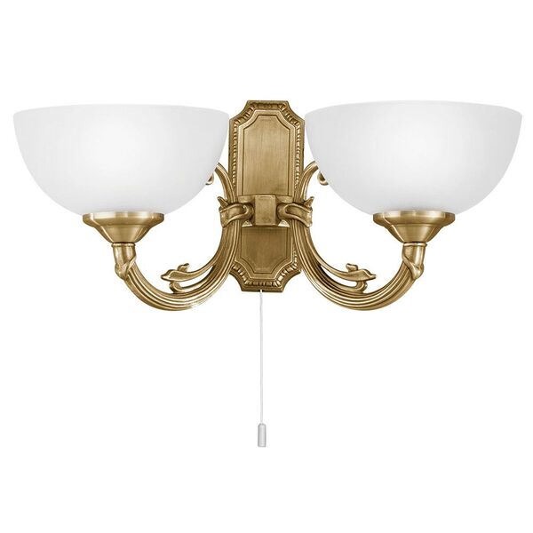 Бра SAVOY, [2х40W (E14), L410, H160, литой металл, бронза / cатиновое стекло, белый]