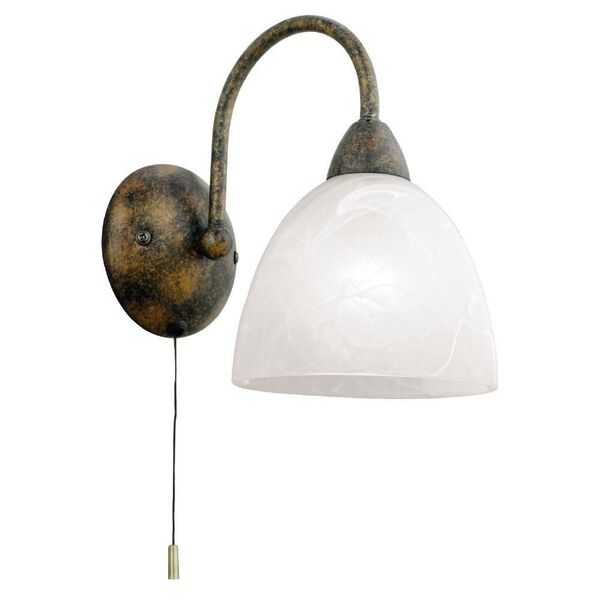 Бра DIONIS [со шнурковым выкл., 1х40W (E14), сталь, рыжий/алебастровое стекло, белый]
