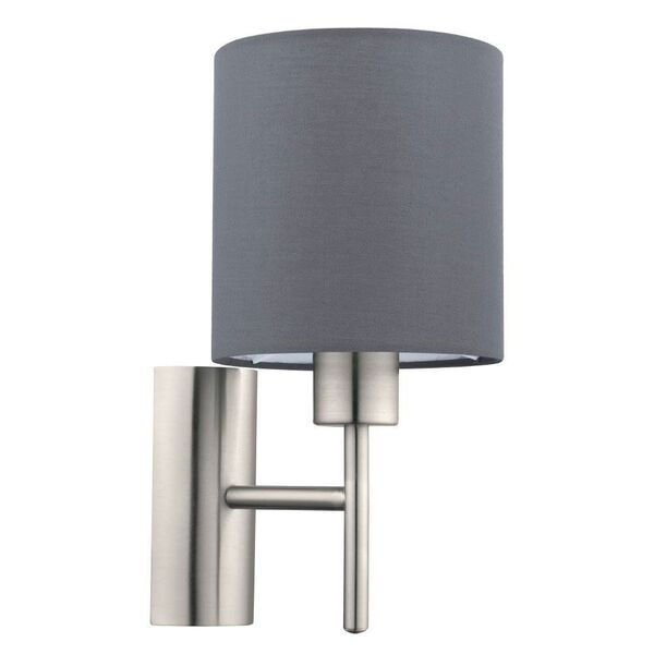 Бра PASTERI, [1х60W (E27), L145, H305, A195, никель мат./текстиль, серый]