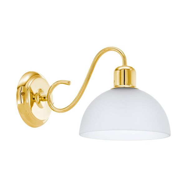Бра SAVOY 1, [1х60W (E27), L175, H185, A310, сталь, латунь / cатиновое стекло, белый]