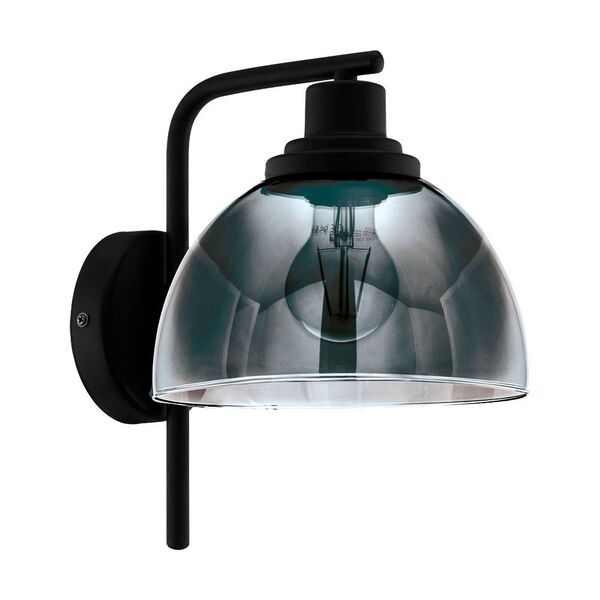 Бра BELESER, [1х60W (E27), L205, H270, сталь, черный/дымчатое стекло, черный-прозрачный]