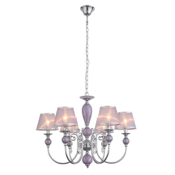 Люстра подвесная ST-Luce Lilium [Хром, Сиреневый/Сиреневый, Хром E14 6*40W]