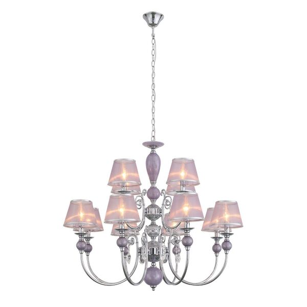 Люстра подвесная ST-Luce Lilium [Хром, Сиреневый/Сиреневый, Хром E14 12*40W]