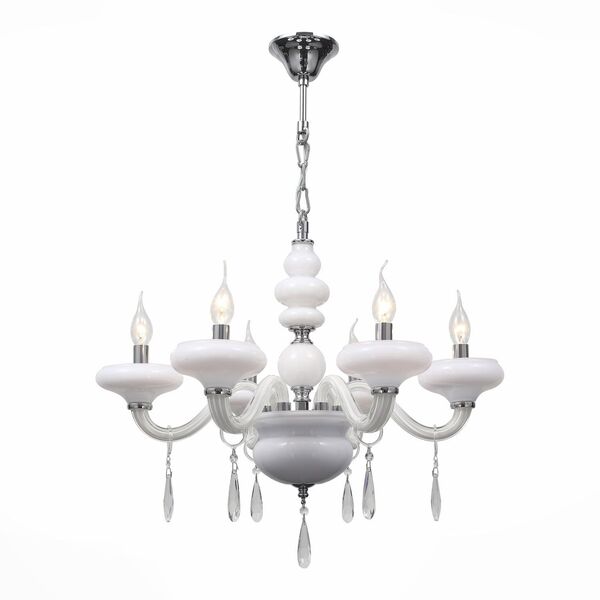 Люстра подвесная ST-Luce Bambolina [Хром, Белый/Белый, Прозрачный E14 6*40W]