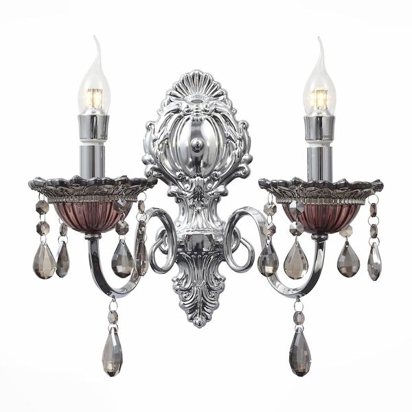 Бра ST Luce Rapimento [Хром/Бордовый, Дымчатый E14 2*40W]