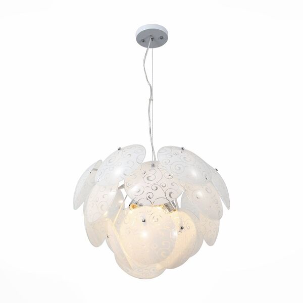 Люстра подвесная ST-Luce Nelumbo [Белый/Белый с прозрачными узорами E27 5*60W]