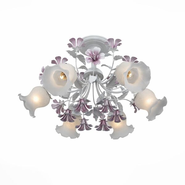 Люстра потолочная ST-Luce Brocca [Белый/Белый, Пурпурный, Прозрачный E27 6*60W]