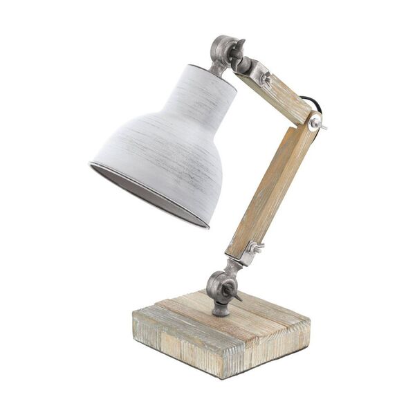 Настольная лампа STRINGSTON, [1x40W (E27), H430, основа 140х140, дерево, сталь, белый беленый]