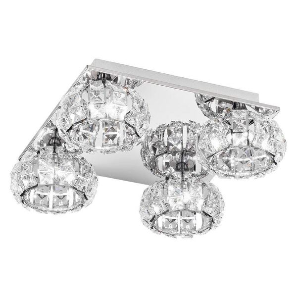 Светодиодный потолочный светильник CORLIANO, [4х5W(LED), 400х400, H140, сталь, хром/хрусталь]