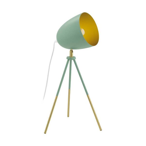 Настольная лампа СHESTER-P на треноге, [1x60W (E27), L290, B290, H440, сталь, пастель темно-зеленый, золото]