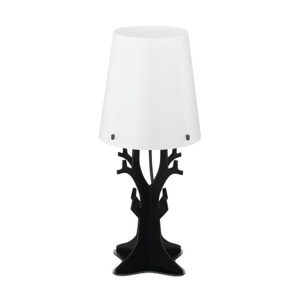 Настольная лампа HUNTSHAM, [1x40W (E14), H425, дерево, сталь, черный/пластик, белый]