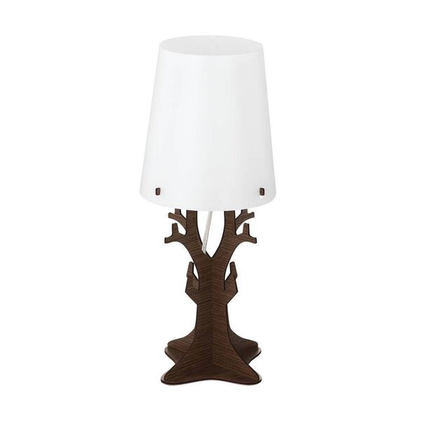 Настольная лампа HUNTSHAM, [1x40W (E14), H425, дерево, сталь, темно-коричневый/пластик, белый]