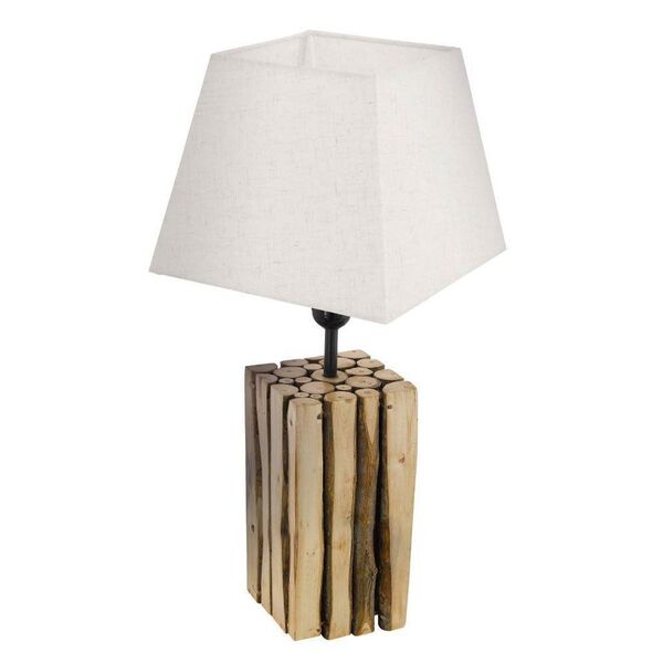 Настольная лампа RIBADEO, [1х60W(E27), 250х250, H455, дерево, корич./текстиль, кремовый]