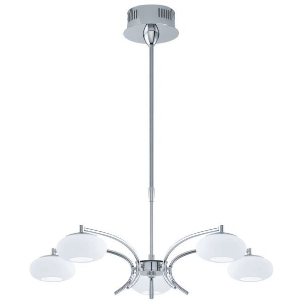 Светодиодная люстра ALEANDRO с регулировкой высоты, [5X6W (LED), H610 - 1050, хром/опаловое стекло]
