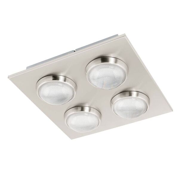 Светодиодный светильник наст.-потол. LOMBES, [4х4,5W (LED), 270x270, сталь, никель матовый/пластик, прозрачный]