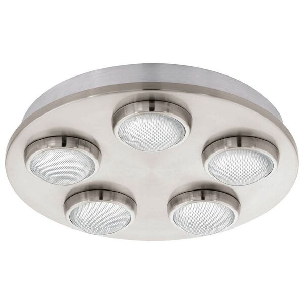 Светодиодный светильник наст.-потол. LOMBES, [5х4,2W (LED), ?350, сталь, никель матовый/пластик, прозрачный]