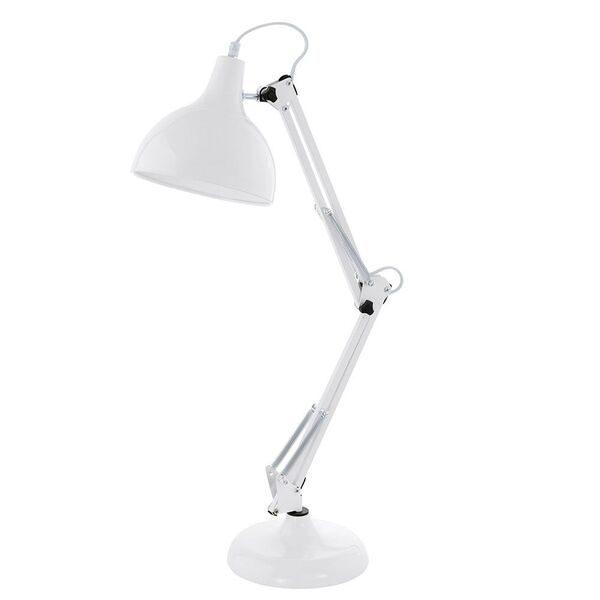 Настольная лампа BORGILLIO, [1X60W (E27), Н710, сталь, белый]