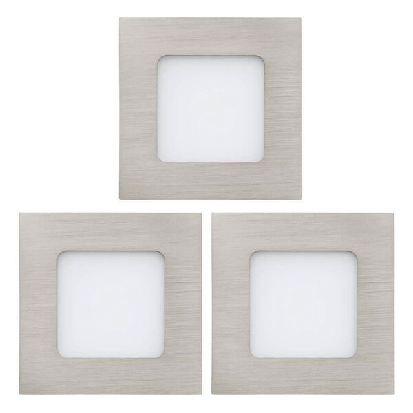 Комплект светодиод. встраив. светильников FUEVA 1,[ 3х2,7W (LED) 3000K, 85х85, литой металл, никель мат./пластик, белый]