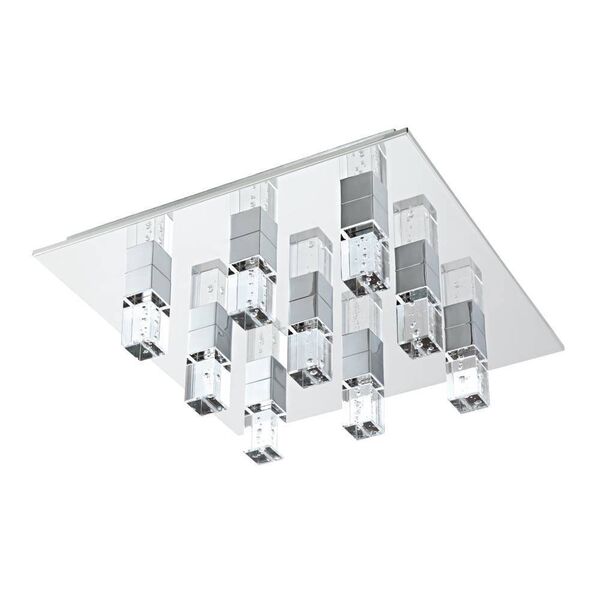 Светодиод. потол. светильник СANTIL 1, [9х3,3W (LED), 470х470, 135, нерж. сталь, хром/пластик, прозрачный]
