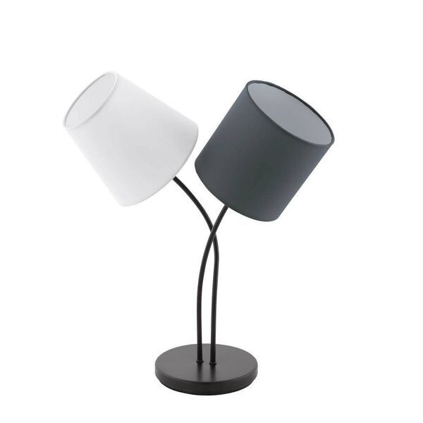 Настольная лампа ALMEIDA, [2х40W (E14), L380, H475, сталь, черный/текстиль, белый, антрацит]