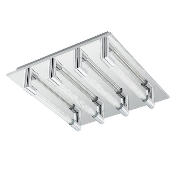 Светодиод. потолочный светильник VELARDE, [4х3,7W(LED), 320х320, сталь, хром/cтекло, прозрачный]