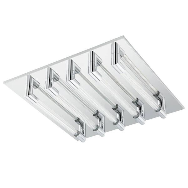 Светодиод. потолочный светильник VELARDE, [5х4,3W(LED), 370х370, сталь, хром/cтекло, прозрачный]
