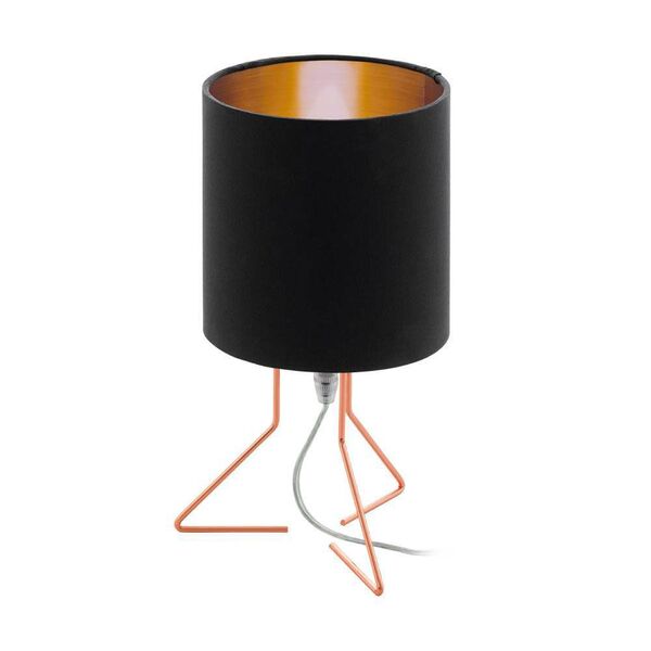 Наст. лампа NAMBIA 1, [1х60W(E14), H285, сталь, медь/текстиль, черный, медь]